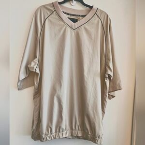 Footjoy Mens XL Windshirt Pullover Golf Tan/Black Short Sleeve V-Neck Ca…